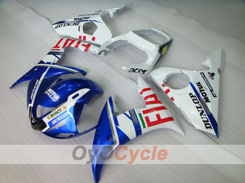 Einspritz-Verkleidungssatz für 05 YZF-R6 - Blau, Weiß - DUNLOP, FIAT, MOTUL #OYO87902647