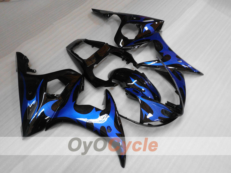 Verkleidungssatz für Einspritzung für 05 YZF-R6 - Blau, Schwarz - Flammen #OYO87902643 Hauptbild