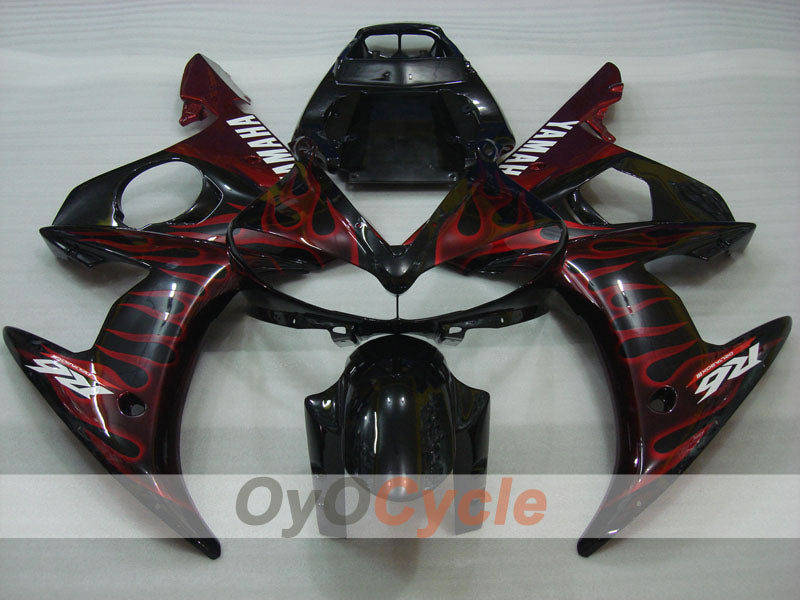 Verkleidungssatz für Einspritzung für 05 YZF-R6 - Rot, Schwarz - Flammen #OYO87902638