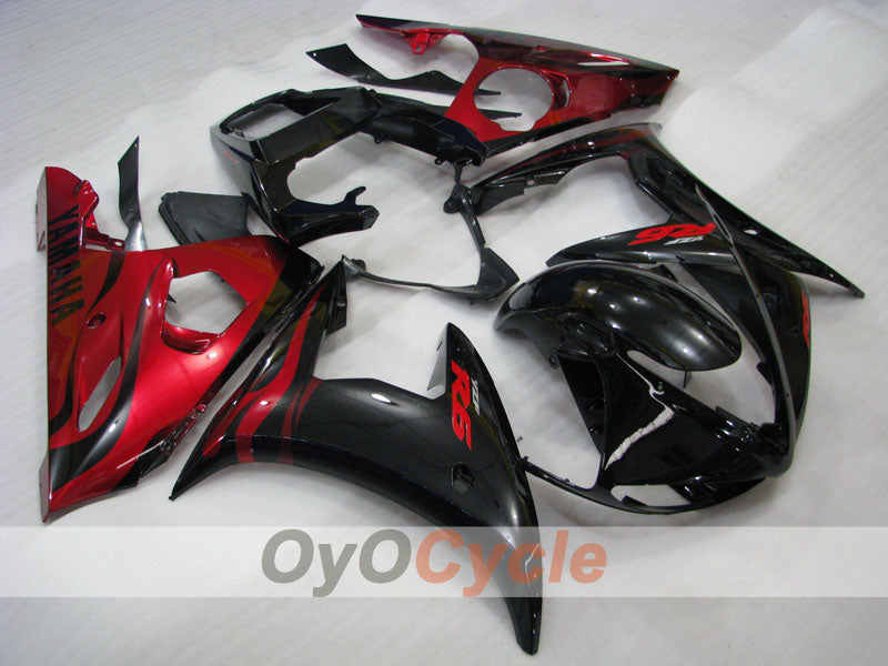 Verkleidungssatz für Einspritzung für 05 YZF-R6 - Rot, Schwarz - Flammen #OYO87902635 Hauptbild