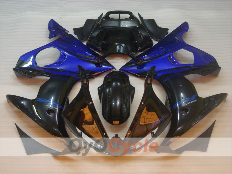Verkleidungssatz für Einspritzung für 05 YZF-R6 - Blau, Schwarz - Flamme #OYO87902629