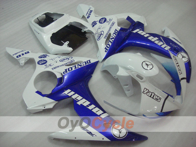 Verkleidungssatz für Einspritzung für 05 YZF-R6 - Blau, Weiß - DUNLOP, Jordan #OYO87902627