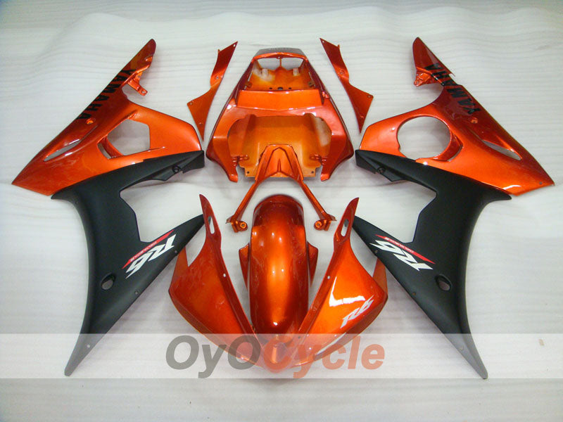 Verkleidungssatz für Einspritzung für 05 YZF-R6 - Orange, Schwarz, Matt - Werksdesign #OYO87902628