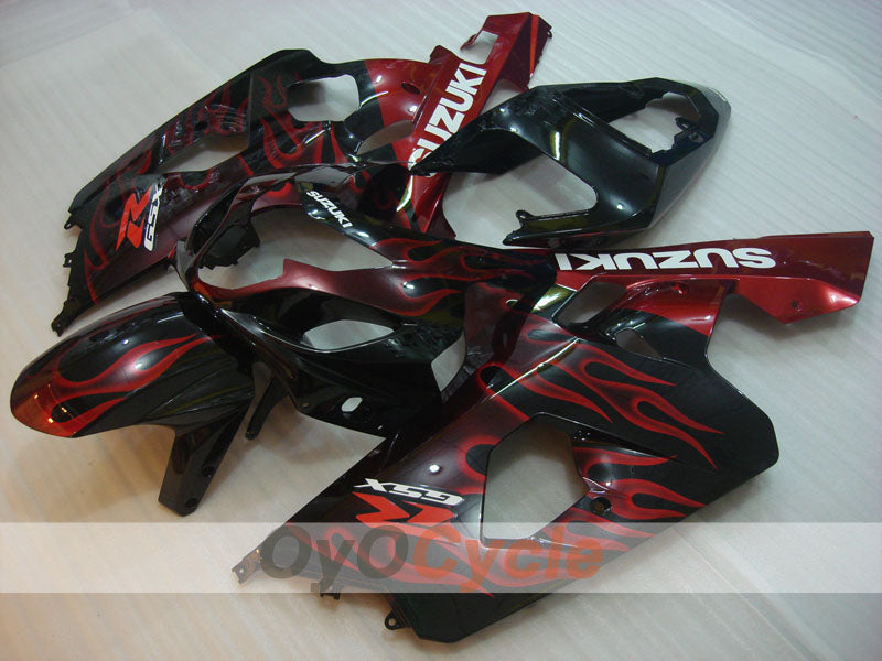 Verkleidungssatz für Einspritzmodelle 04-05 GSX R750 - Rot, Schwarz - Flamme #OYO87901252 Zweitbild
