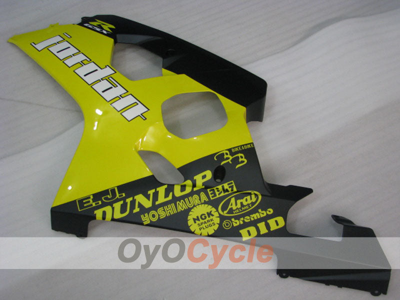 Einspritz-Verkleidungssatz für 04-05 GSXR600 - Gelb, Schwarz, Matt - DUNLOP, Jordan, MOTUL #OYO87901197