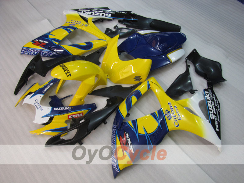 Einspritzverkleidungssatz für GSX R600 06-07 - Gelb, Blau - Corona, MOTUL #OYO87901435