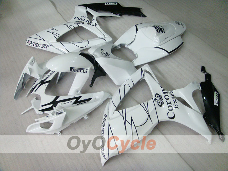 Einspritzverkleidungssatz für GSX R600 06-07 - Weiß, Schwarz - Corona, MOTUL #OYO87901438