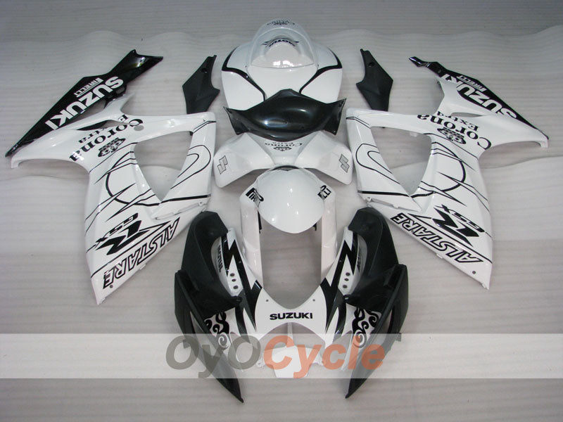 Verkleidungssatz für Einspritzmodelle 06-07 GSX R600 - Weiß, Schwarz - Corona #OYO87901446