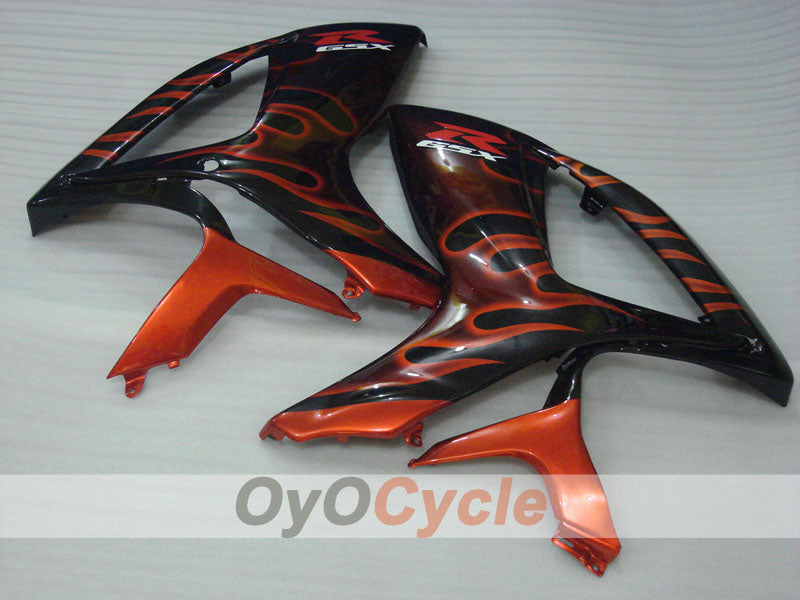 Verkleidungssatz für Einspritzanlage für 06-07 GSX R600 - Orange, Schwarz - Flamme #OYO87901497