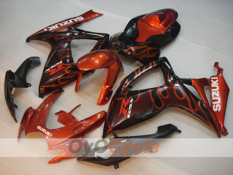Verkleidungssatz für Einspritzanlage für 06-07 GSX R600 - Orange, Schwarz - Flamme #OYO87901497