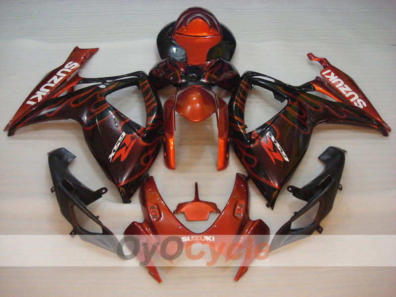 Verkleidungssatz für Einspritzanlage für 06-07 GSX R600 - Orange, Schwarz - Flamme #OYO87901497