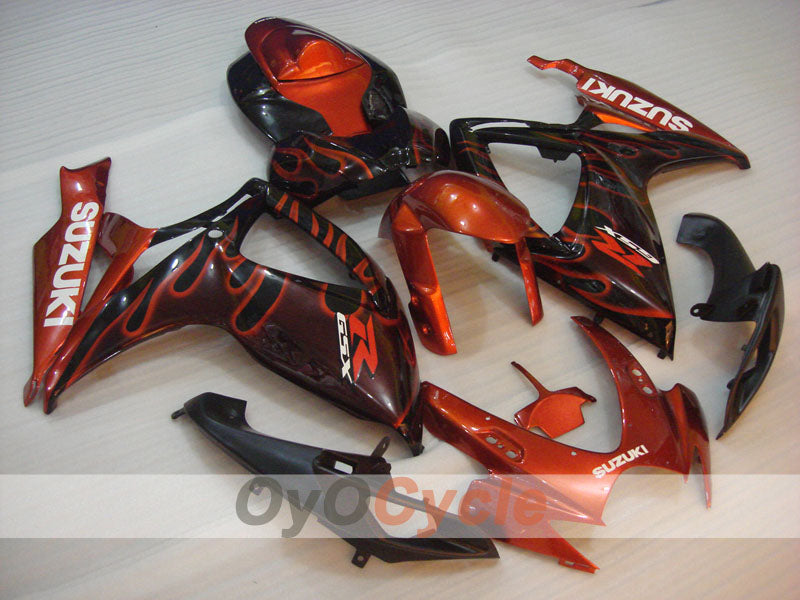 Verkleidungssatz für Einspritzanlage für 06-07 GSX R600 - Orange, Schwarz - Flamme #OYO87901497