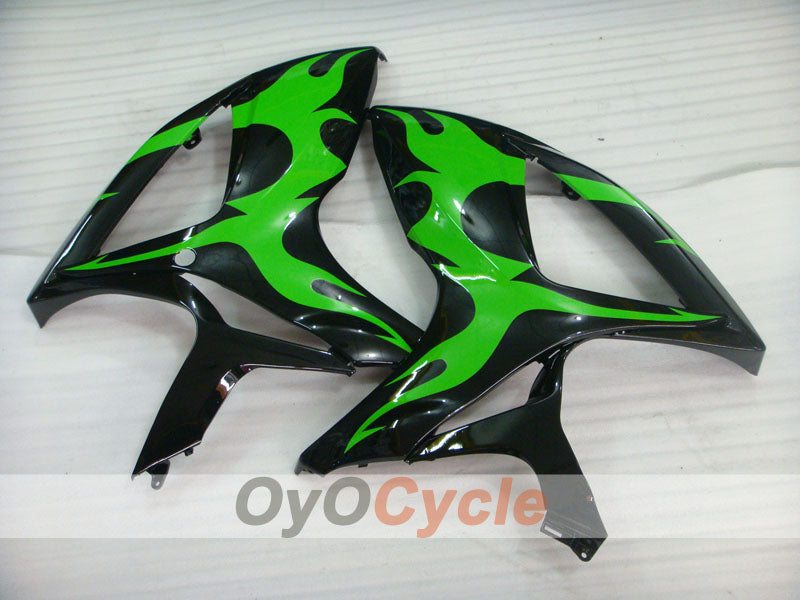 Spritzguss-Verkleidungssatz für GSX R600 06-07 - Grün, Schwarz - Flame #OYO87901500