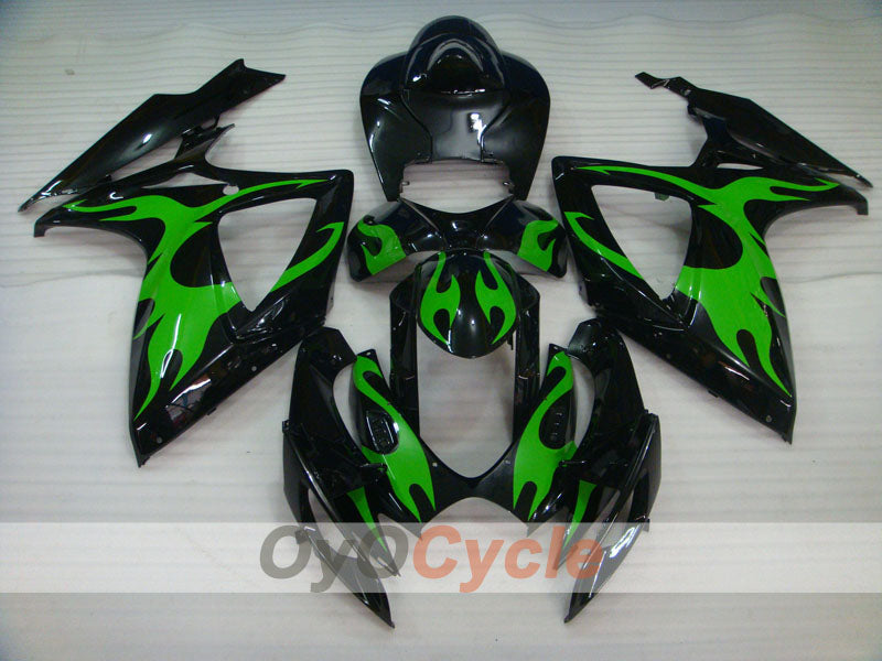 Einspritzverkleidungskit für 06-07 GSX R750 - Grün, Schwarz - Flame #OYO87901293 Hauptbild