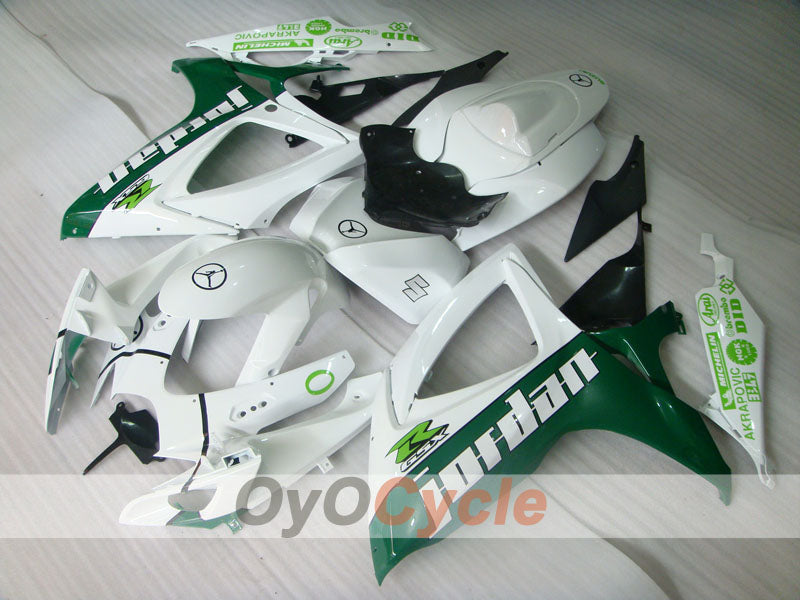 Spritzguss-Verkleidungssatz für GSX R600 06-07 - Grün, Weiß - Jordan #OYO87901508