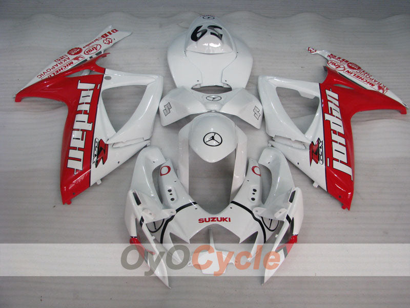 Spritzguss-Verkleidungssatz für GSX R600 06-07 - Rot, Weiß - Jordan #OYO87901510