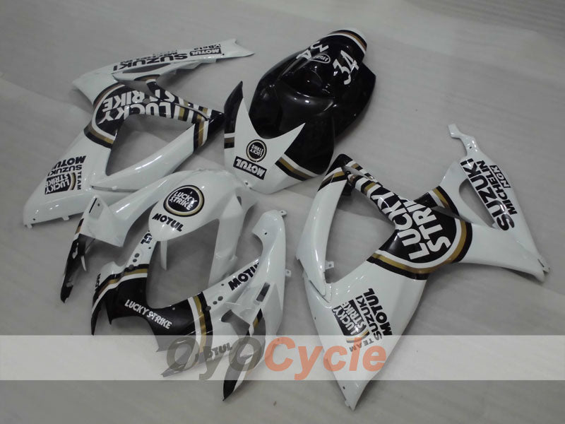 Einspritzverkleidungssatz für 06-07 GSX R600 - Weiß, Schwarz - Lucky Strike, MICHELIN, MOTUL #OYO87901517