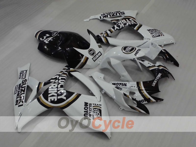 Einspritzverkleidungssatz für 06-07 GSX R600 - Weiß, Schwarz - Lucky Strike, MICHELIN, MOTUL #OYO87901517