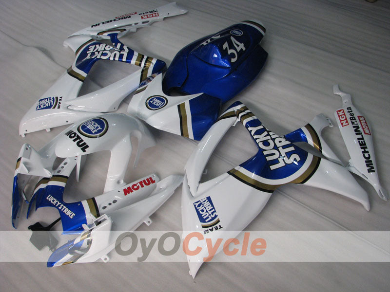 Einspritzverkleidungssatz für 06-07 GSX R600 - Blau, Weiß - Lucky Strike, MICHELIN, MOTUL #OYO87901519