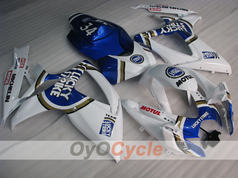Einspritzverkleidungssatz für 06-07 GSX R600 - Blau, Weiß - Lucky Strike, MICHELIN, MOTUL #OYO87901519