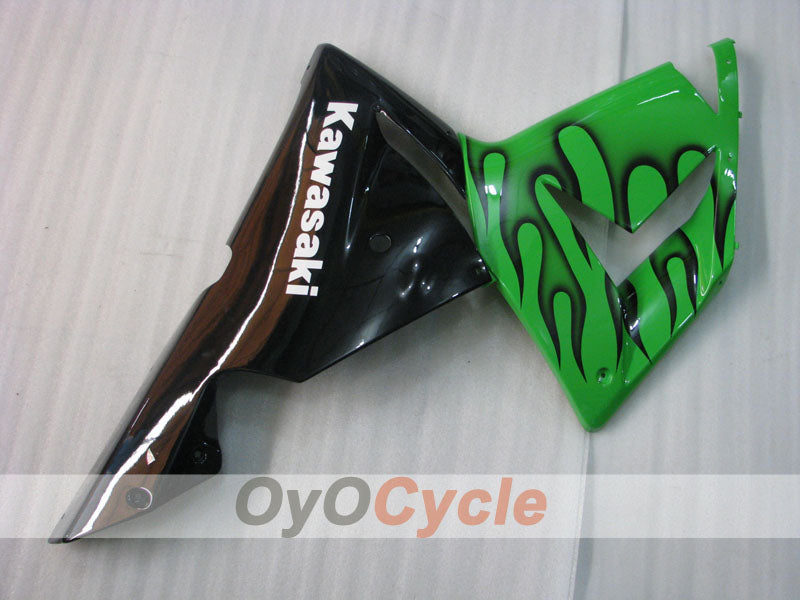 Verkleidungssatz für 04-05 NINJA ZX-10R - Grün, Schwarz - Flammenmuster #OYO87901536