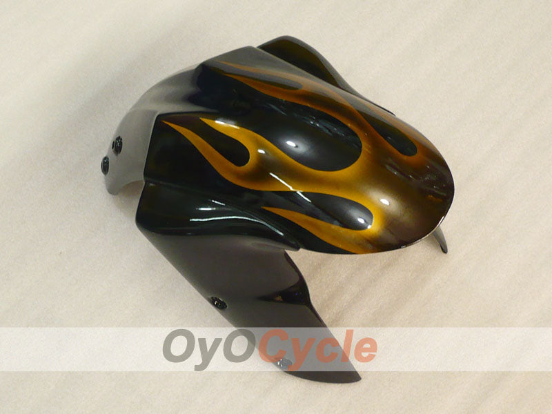 Einspritz-Verkleidungskit für 04-05 NINJA ZX-10R - Schwarz, Braun - Flamme #OYO87901538