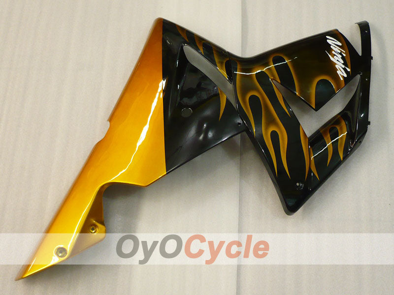 Einspritz-Verkleidungskit für 04-05 NINJA ZX-10R - Schwarz, Braun - Flamme #OYO87901538