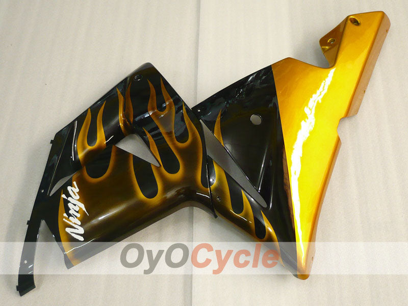 Einspritz-Verkleidungskit für 04-05 NINJA ZX-10R - Schwarz, Braun - Flamme #OYO87901538