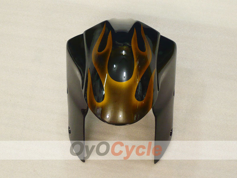 Einspritz-Verkleidungskit für 04-05 NINJA ZX-10R - Schwarz, Braun - Flamme #OYO87901538