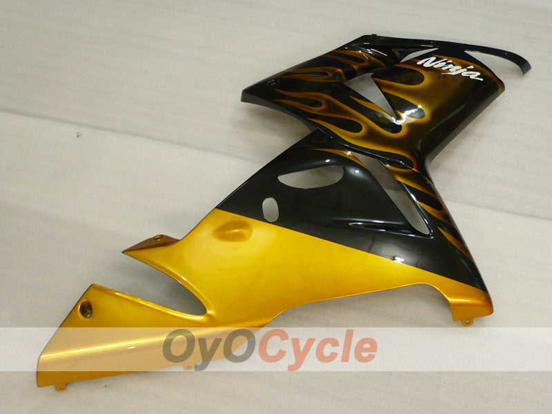 Einspritz-Verkleidungskit für 04-05 NINJA ZX-10R - Schwarz, Braun - Flamme #OYO87901538
