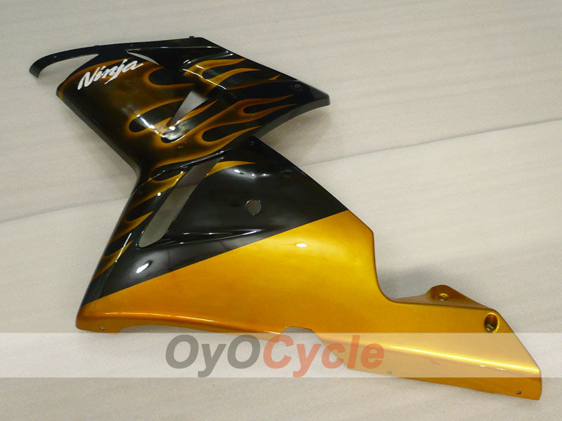 Einspritz-Verkleidungskit für 04-05 NINJA ZX-10R - Schwarz, Braun - Flamme #OYO87901538