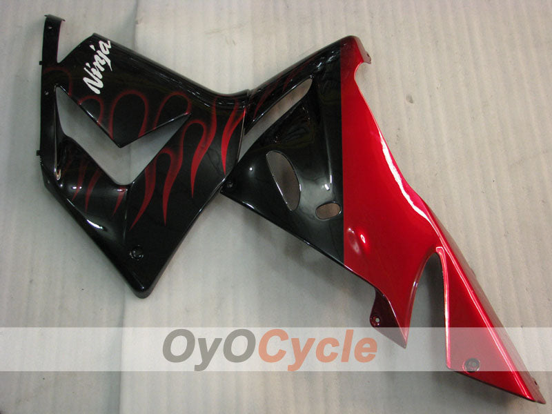 Einspritz-Verkleidungskit für 04-05 NINJA ZX-10R - Rot, Schwarz - Flamme #OYO87901540