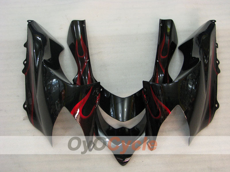 Einspritz-Verkleidungskit für 04-05 NINJA ZX-10R - Rot, Schwarz - Flamme #OYO87901540