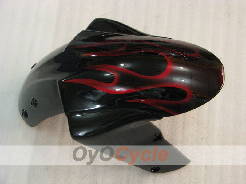 Einspritz-Verkleidungskit für 04-05 NINJA ZX-10R - Rot, Schwarz - Flamme #OYO87901540