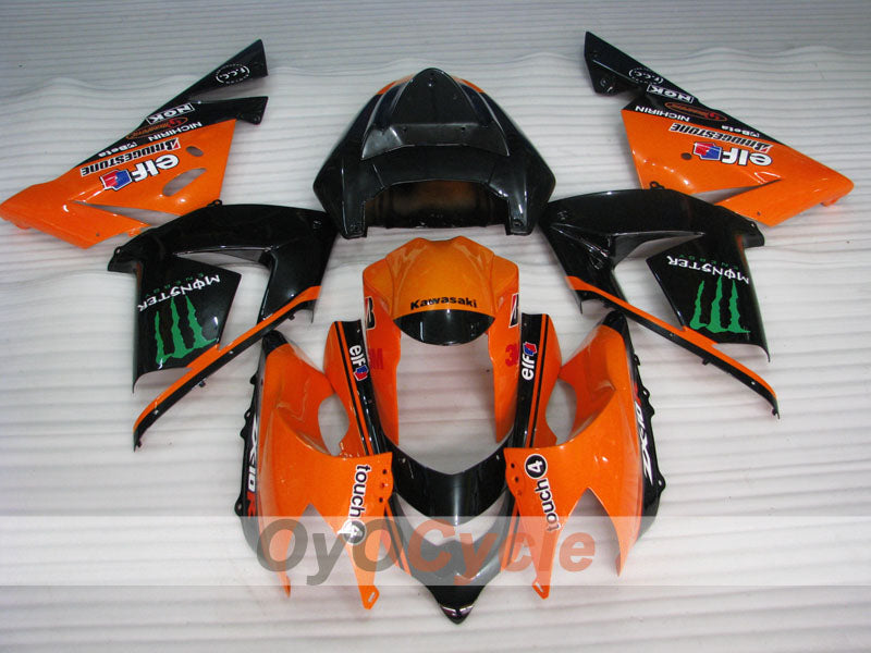 Einspritz-Verkleidungskit für 04-05 NINJA ZX-10R - Orange, Schwarz - Monster #OYO87901546