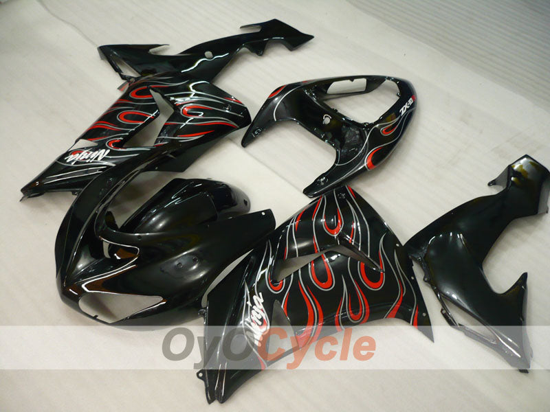 Einspritzverkleidungssatz für 06-07 NINJA ZX-10R - Weiß, Schwarz - Flamme #OYO87901599 Hauptbild