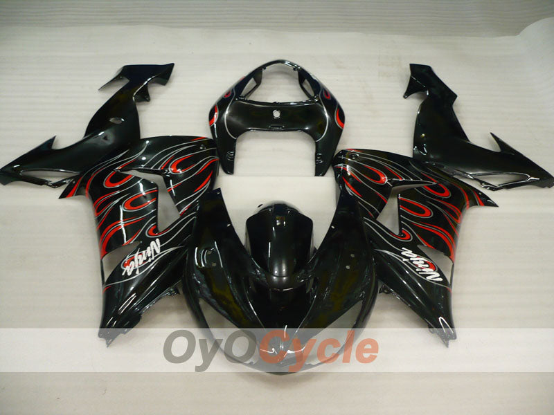 Einspritzverkleidungssatz für 06-07 NINJA ZX-10R - Weiß, Schwarz - Flamme #OYO87901599