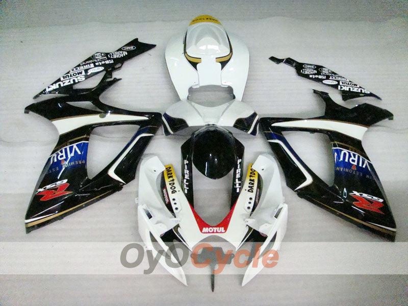 Spritzguss-Verkleidungssatz für 06-07 GSX R600 - Weiß, Schwarz - MOTUL, VIRU #OYO87901605
