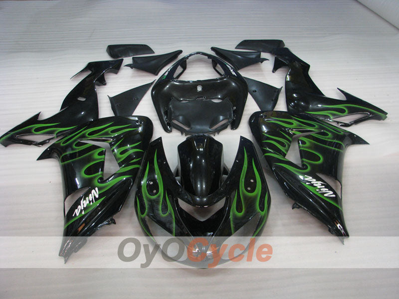 Spritzguss-Verkleidungssatz für 06-07 NINJA ZX-10R - Grün, Schwarz - Flame #OYO87901610 Zweitbild