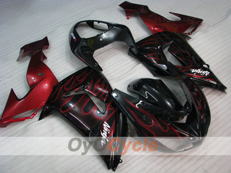 Einspritz-Verkleidungssatz für NINJA ZX-10R 06-07 - Rot, Schwarz - Flame #OYO87901612