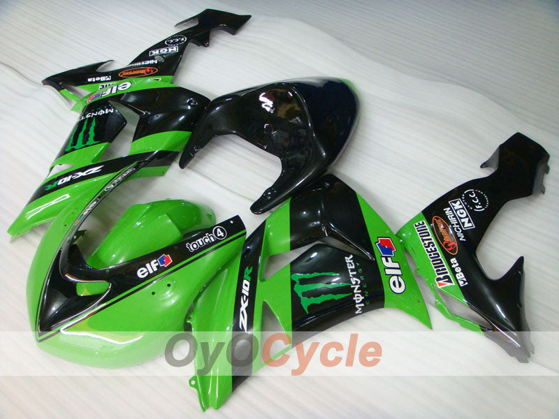 Einspritzverkleidungssatz für 06-07 NINJA ZX-10R - Grün, Schwarz - Monster #OYO87901627