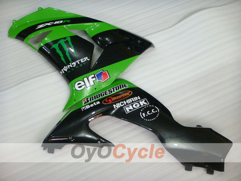 Einspritzverkleidungssatz für 06-07 NINJA ZX-10R - Grün, Schwarz - Monster #OYO87901627