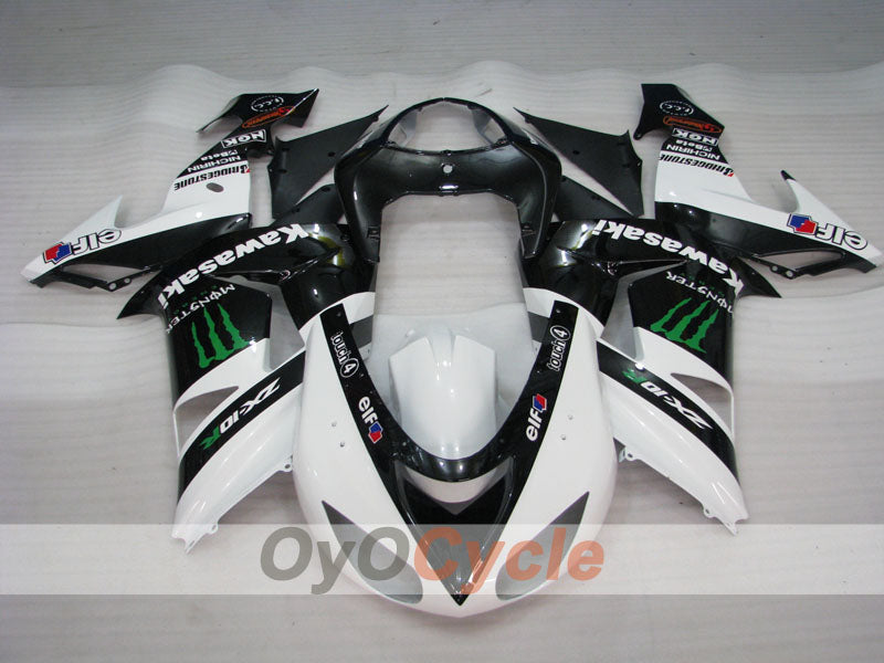 Einspritzverkleidungssatz für 06-07 NINJA ZX-10R - Weiß, Schwarz - Monster #OYO87901629