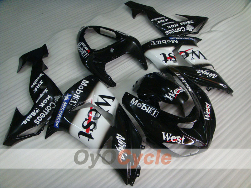 Einspritzverkleidungssatz für 06-07 NINJA ZX-10R - Weiß, Schwarz - West #OYO87901634