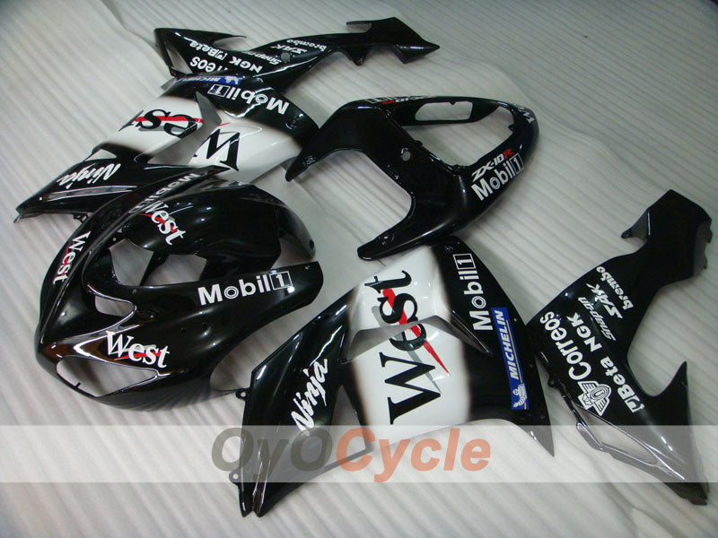 Einspritzverkleidungssatz für 06-07 NINJA ZX-10R - Weiß, Schwarz - West #OYO87901634