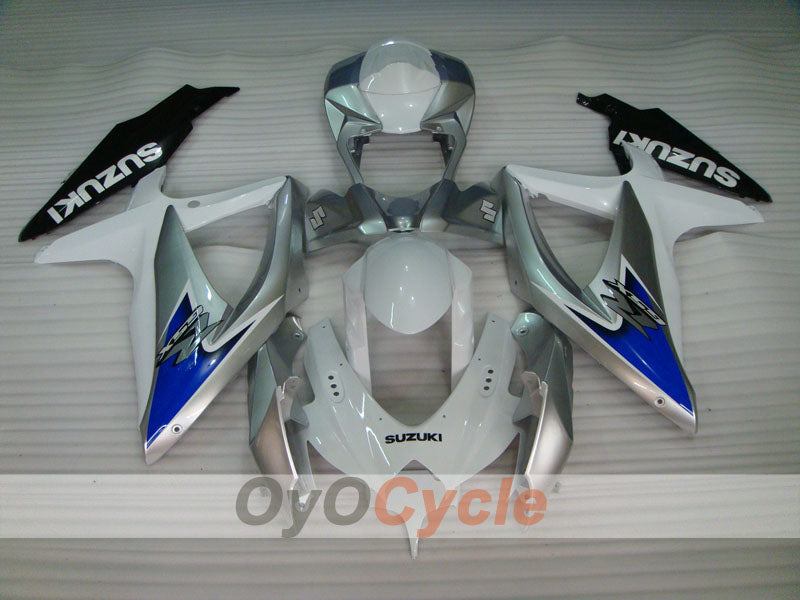 Einspritz-Verkleidungssatz für 08-10 GSX R750 - Weiß, Silber - Werksstil #OYO87901410