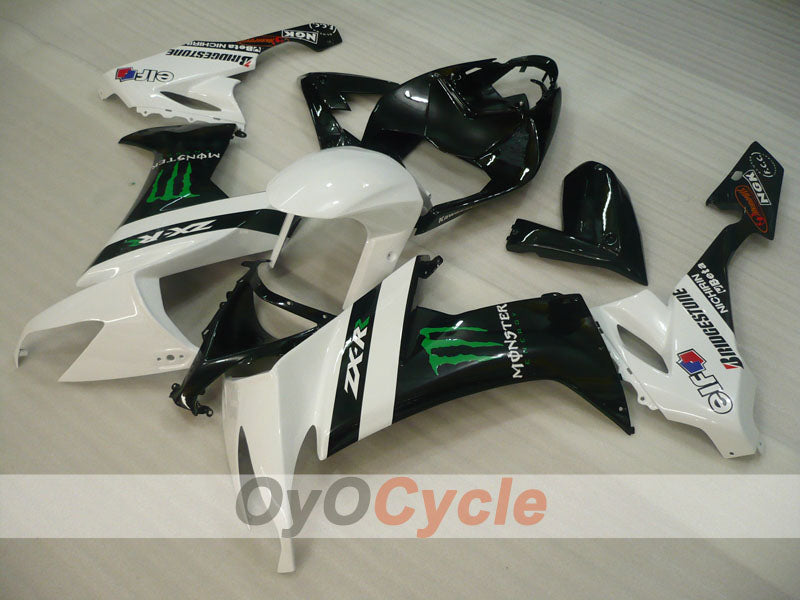 Einspritz-Verkleidungssatz für 08-10 NINJA ZX-10R - Weiß, Schwarz - Monster #OYO87901659