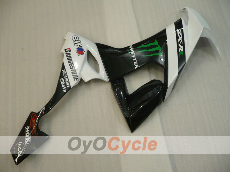 Einspritz-Verkleidungssatz für 08-10 NINJA ZX-10R - Weiß, Schwarz - Monster #OYO87901659