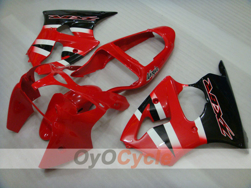 Einspritzverkleidungssatz für NINJA ZX-6R 00-02 - Rot, Schwarz - Werksstil #OYO87901697
