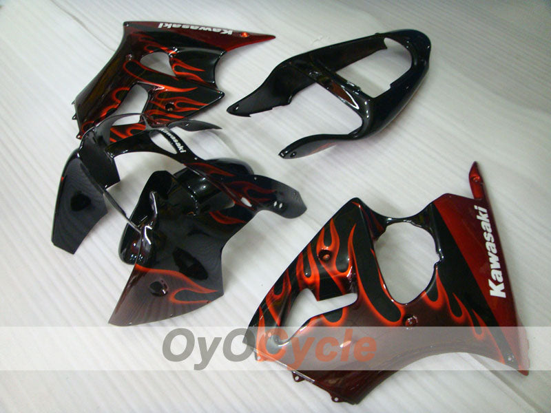 Einspritz-Verkleidungskit für 00-02 NINJA ZX-6R - Orange, Schwarz - Flamme #OYO87901713